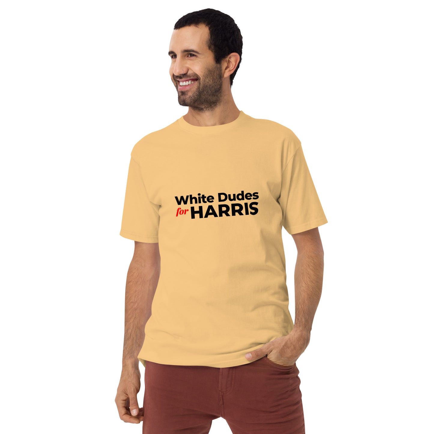 White Dudes for Harris T-shirt (Men) Black Lettering