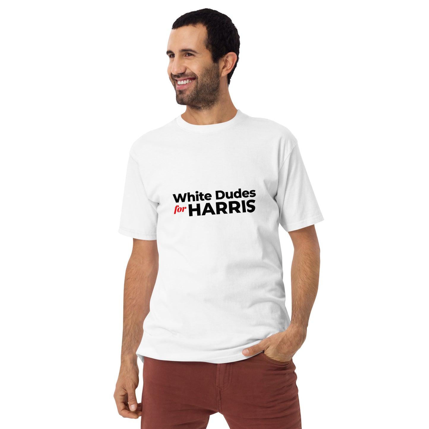 White Dudes for Harris T-shirt (Men) Black Lettering