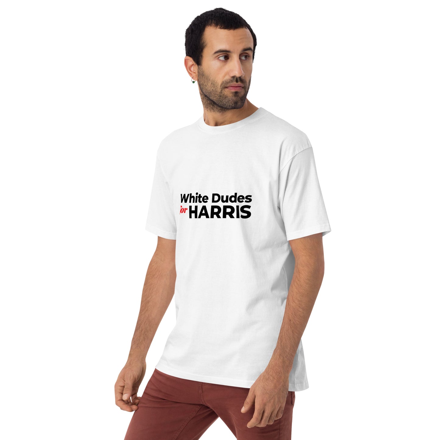 White Dudes for Harris T-shirt (Men) Black Lettering