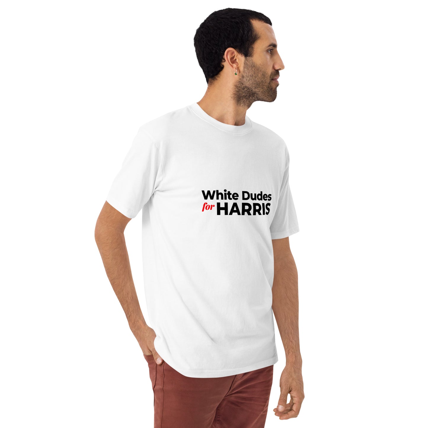 White Dudes for Harris T-shirt (Men) Black Lettering