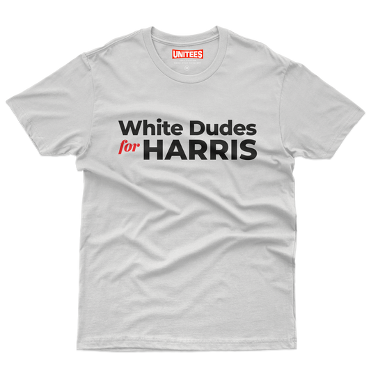 White Dudes for Harris T-shirt (Men) Black Lettering